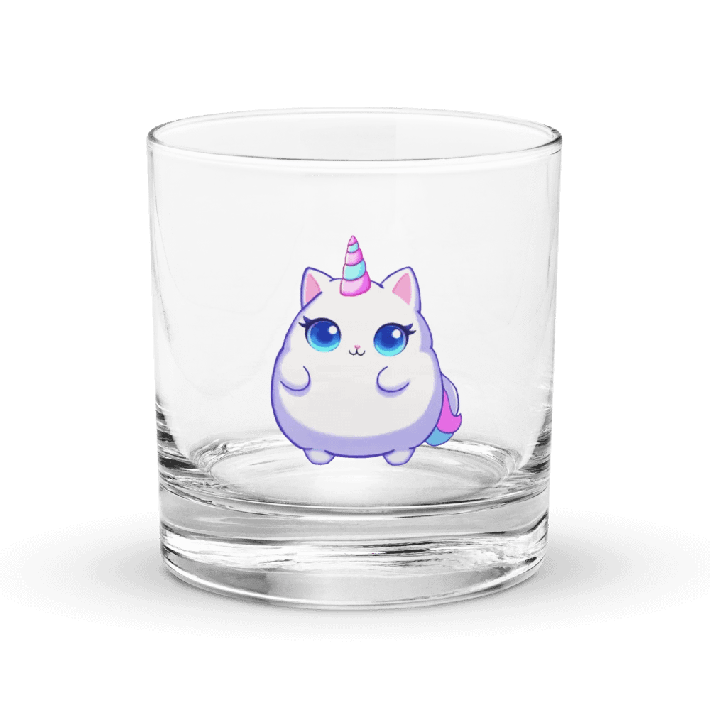Whimsical Cat Unicorn Rocks Glass product image (1)