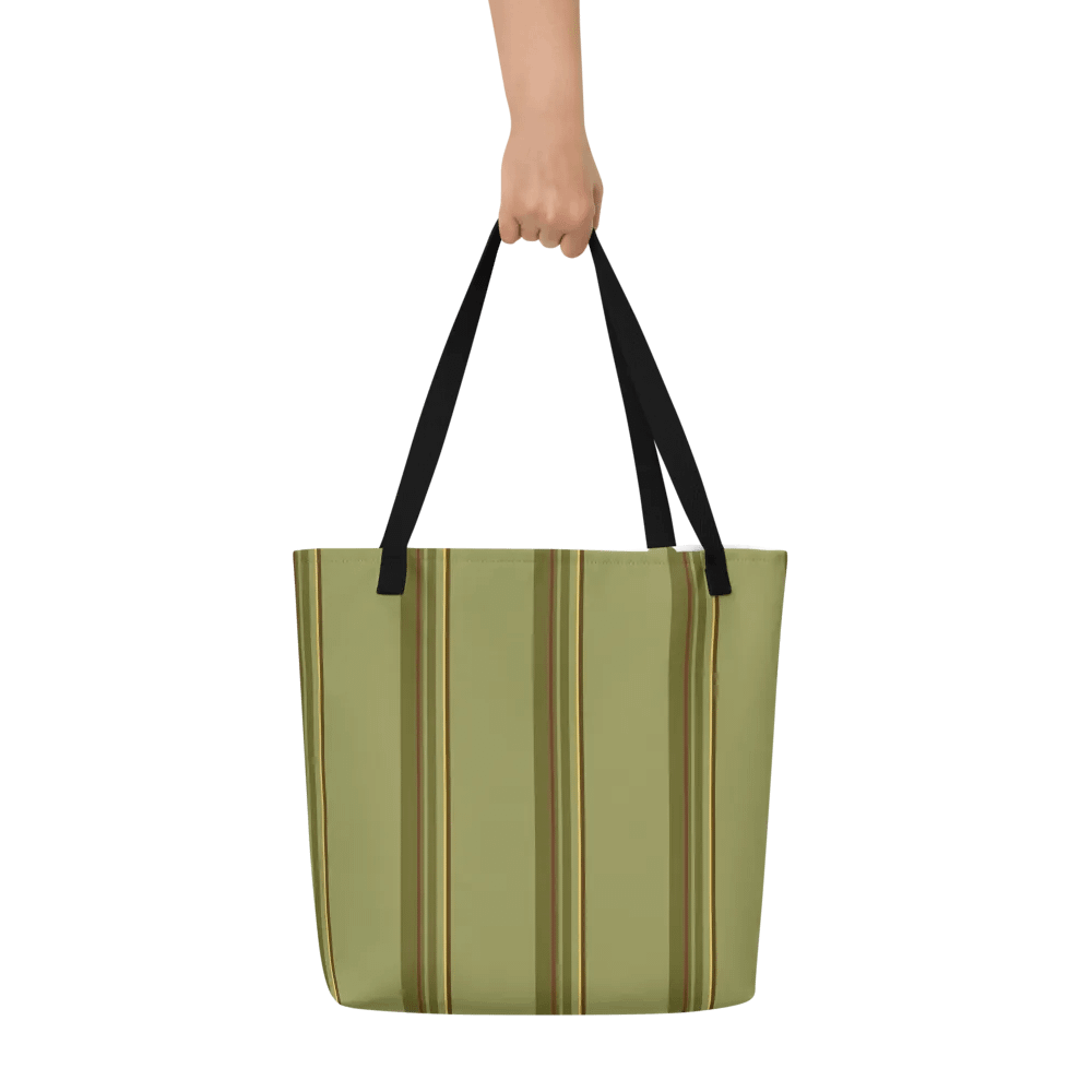 Simple Green Stripes on Large Tote Bag product image (6)