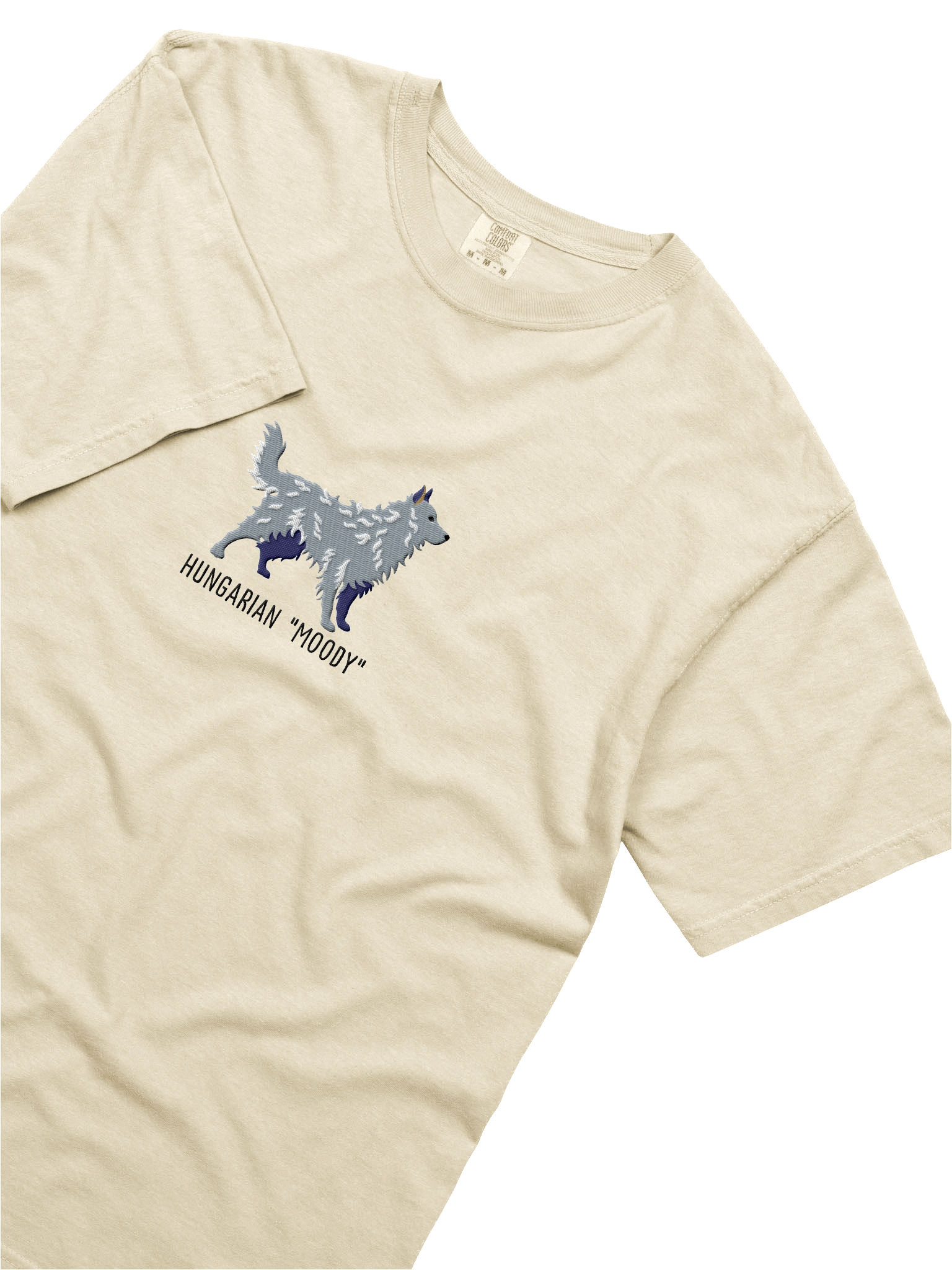 Hungarian Moody T-Shirt(Embroidered) of a Hungarian Mudi(Gray) product image (45)