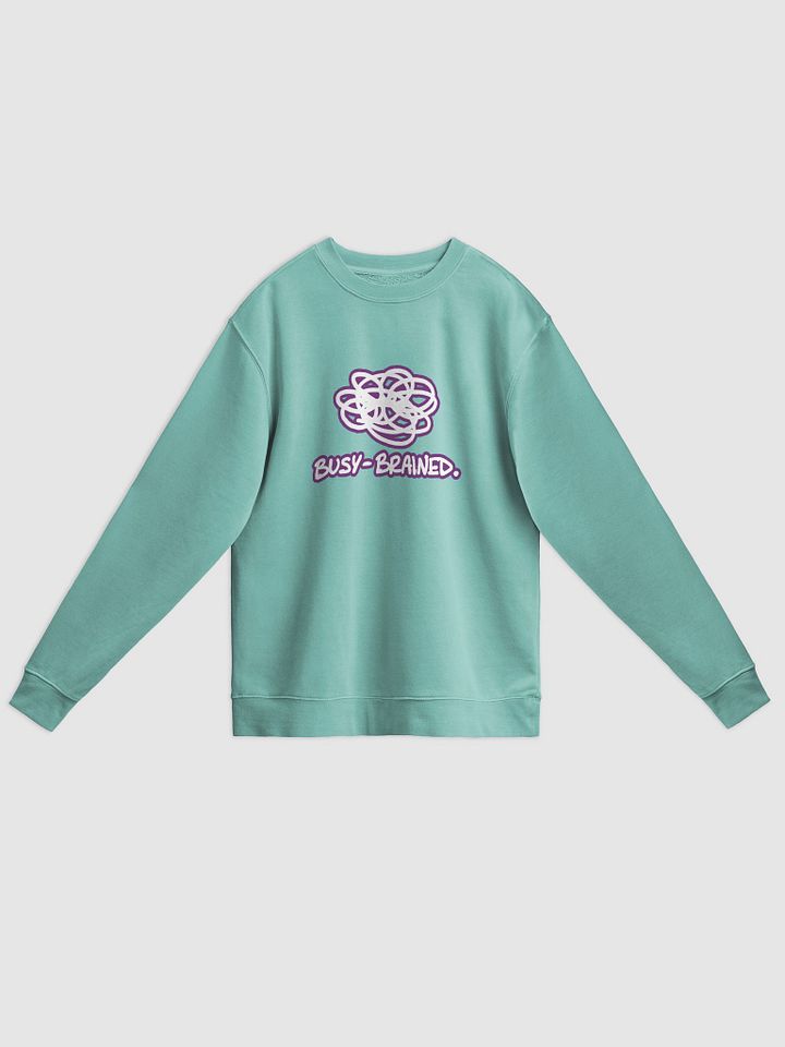 BUSY-BRAINED (lined design, #763D7D) printed pigment crewneck product image (15)