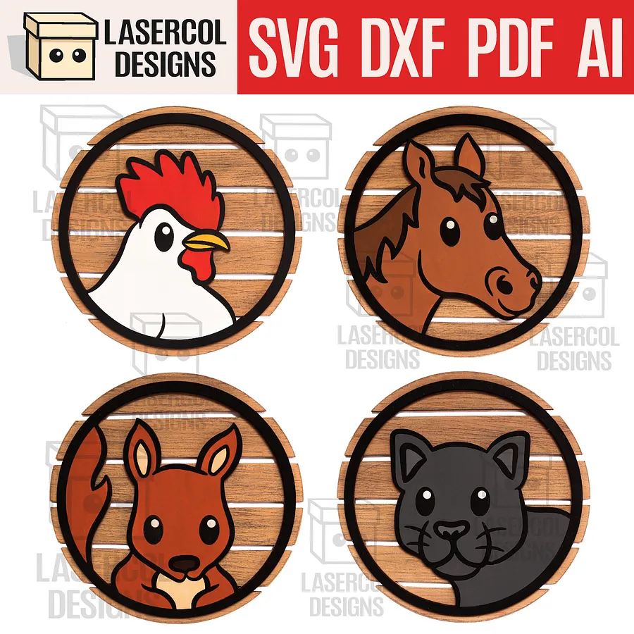 Animals Paint Kit Puzzles Bundle (Set 1-2-3-4) - Laser Cut Files product image (3)