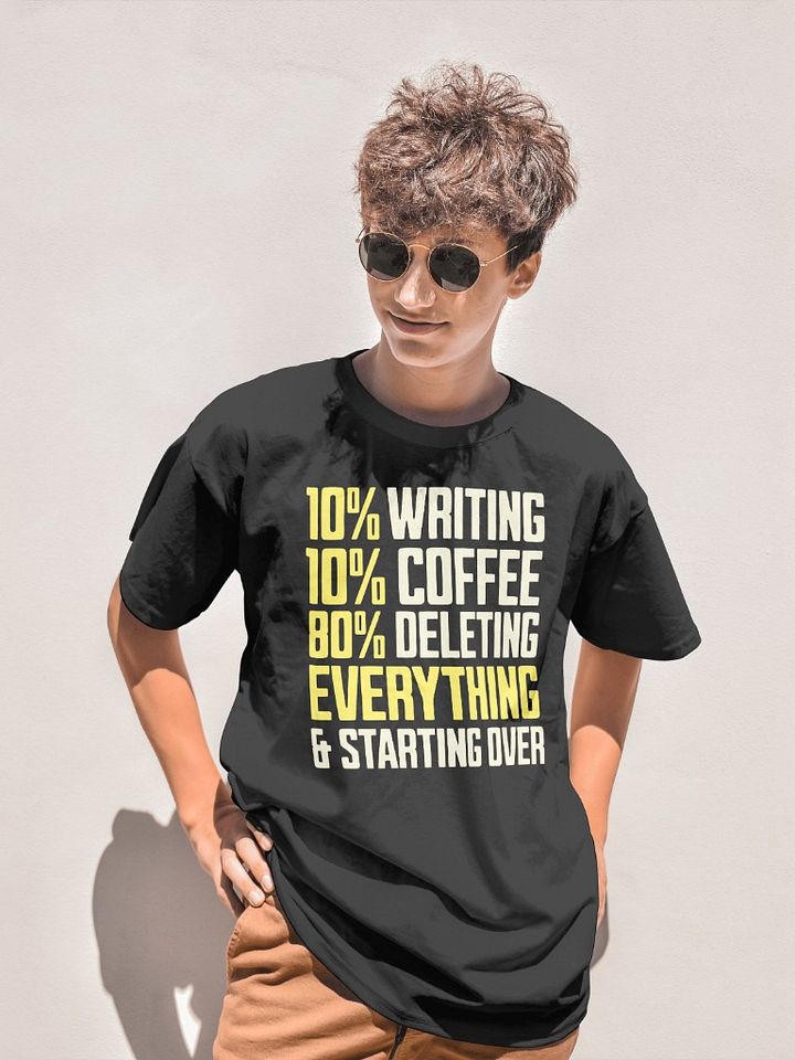 Funny Writing, Coffee and Deleting Unisex T-Shirt product image (1)