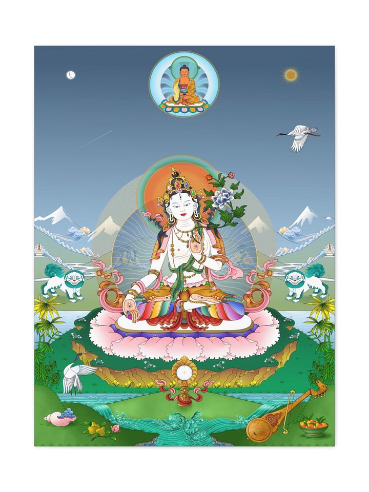 White Tara thankga canvas print product image (1)
