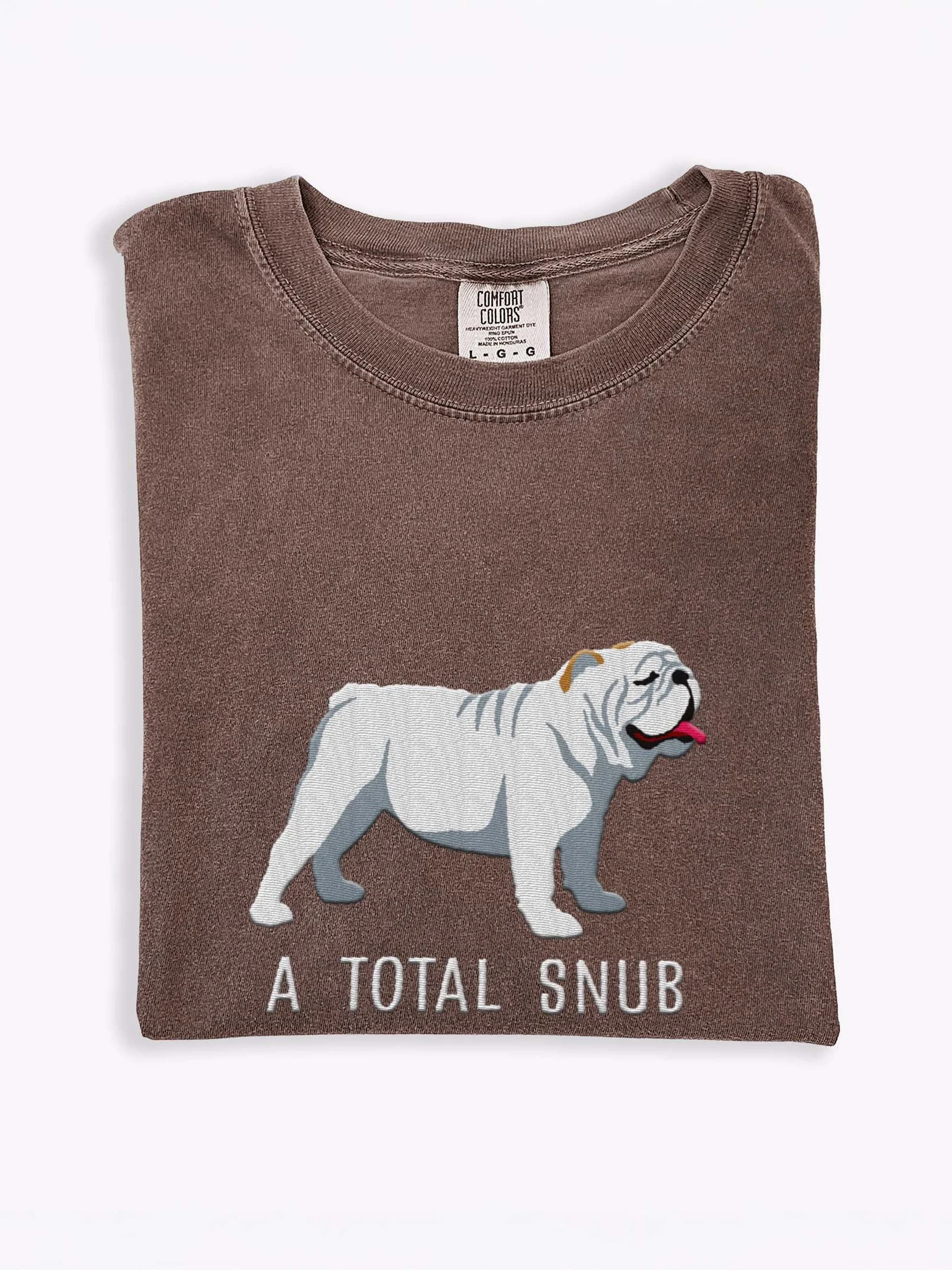 A Total Snub T-Shirt(Embroidered) of an English Bulldog(White) product image (1)