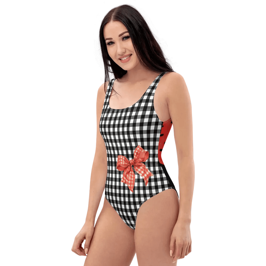 B/W Check Watermelon Splash All-Over Swimsuit product image (3)