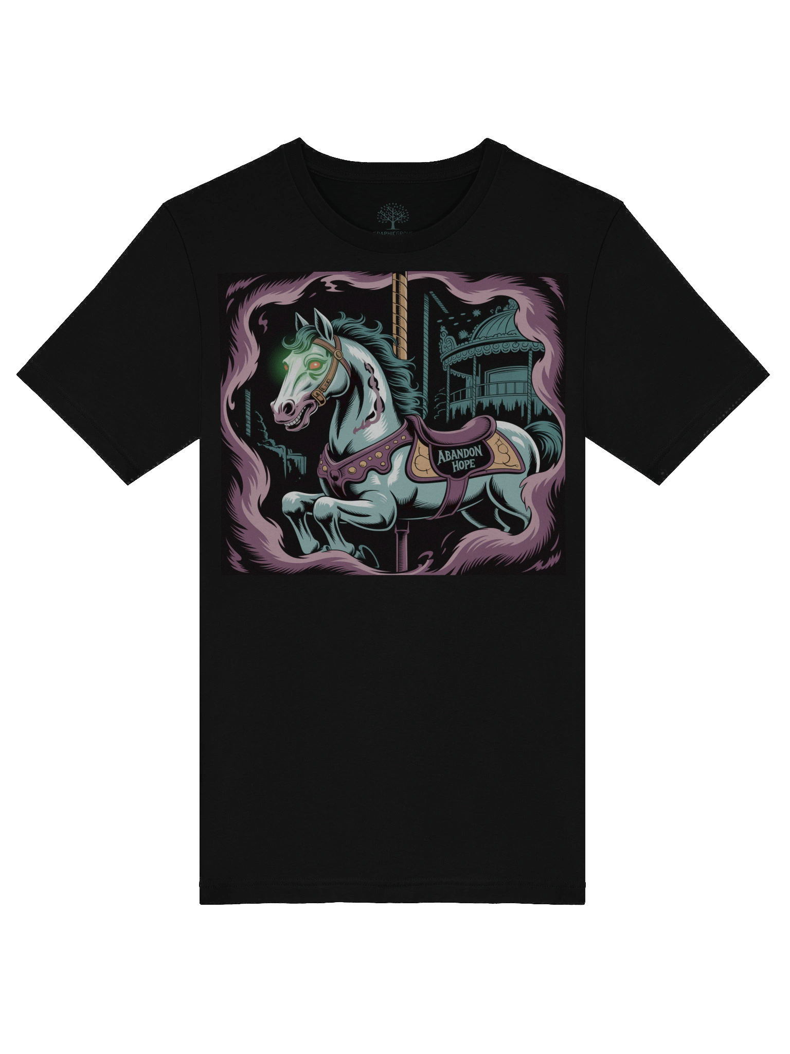 Gothic Carousel 'Abandon Hope' T-Shirt - Unisex Supersoft Creepy Design product image (5)