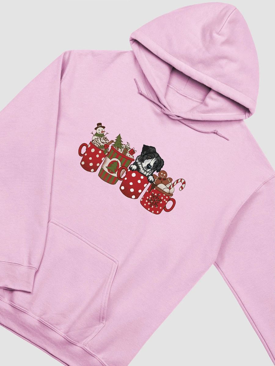 Cute Australian Shepherd(Black & White) in a Christmas Cup Hooded Sweatshirt | Funny Christmas Aussie Pup in a Cup product image (5)