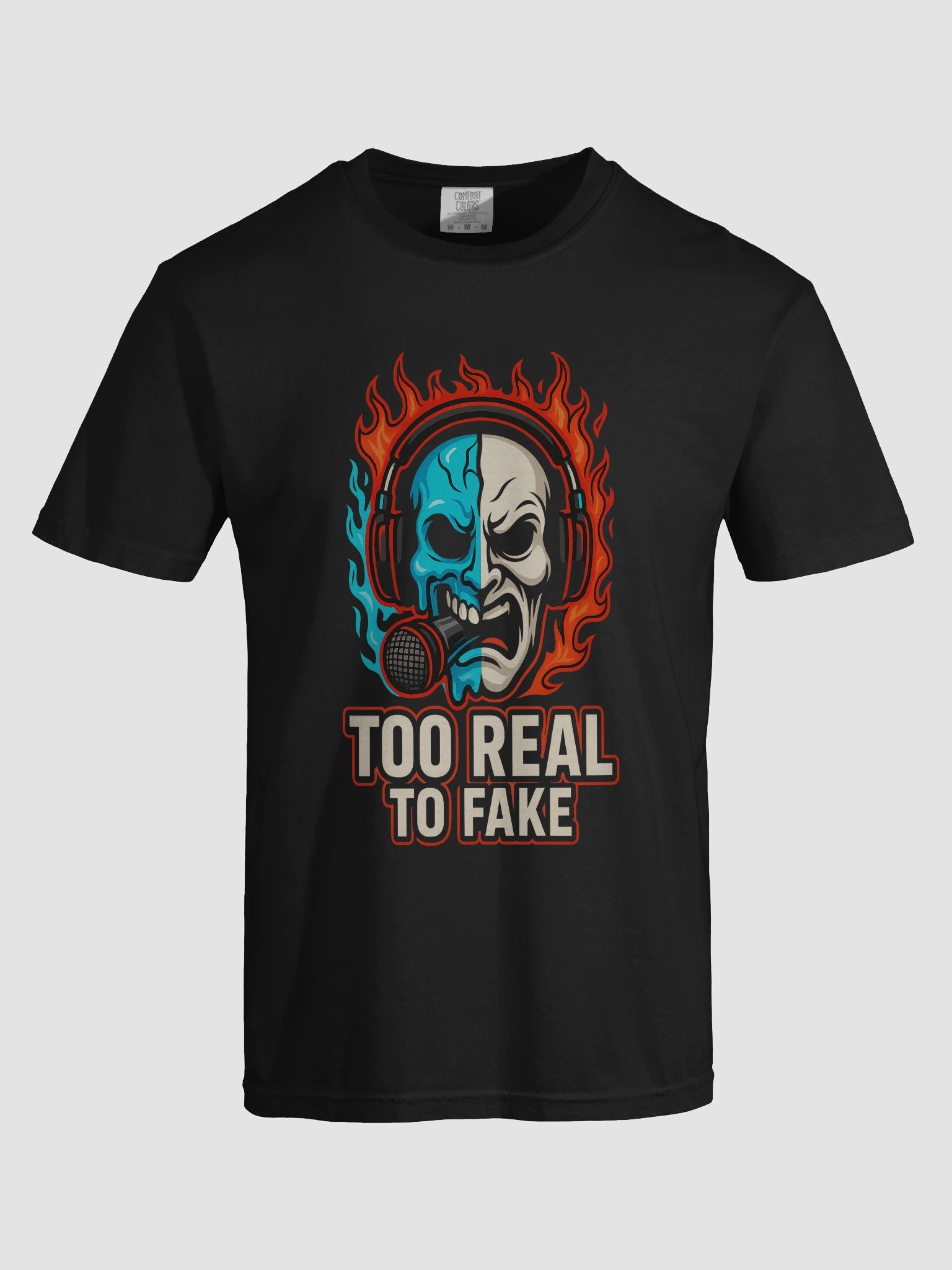 TOO REAL TO FAKE – Flame Mask Mic Tee product image (7)