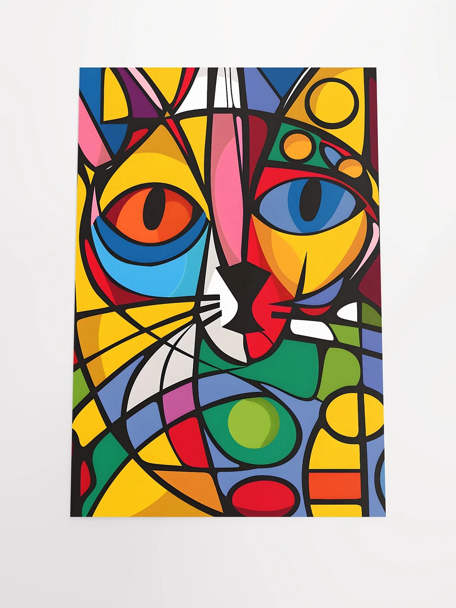 Kaleidoscopic Vision: Colorful Geometric Abstract Cat Matte Poster product image (3)