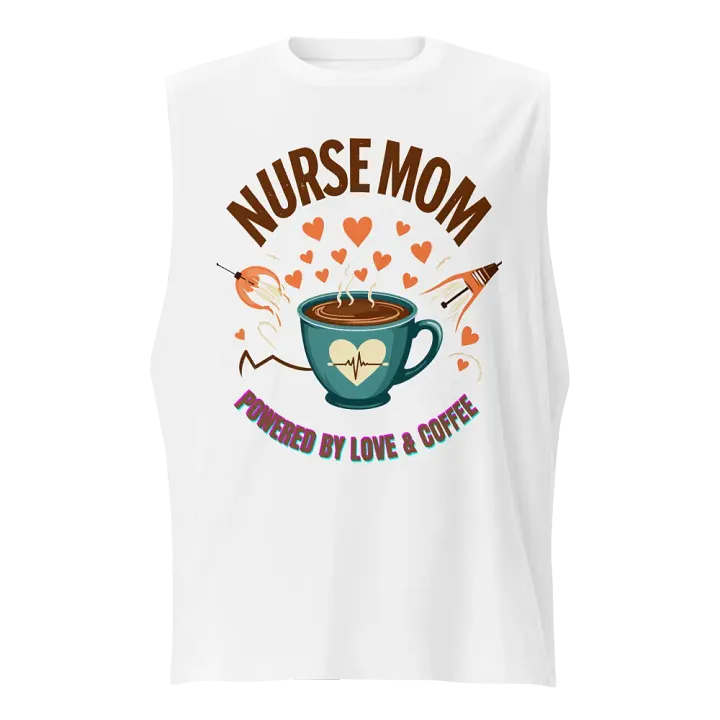 Heartbeat Nurse Mom, powered by coffee Muscle Tank product image (1)