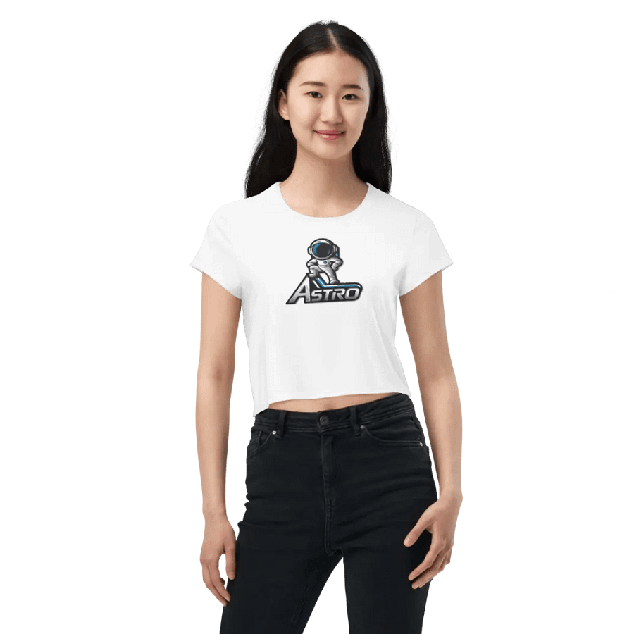 Astro Women's Crop Tee - Trendy Astronaut Graphic in White product image (7)