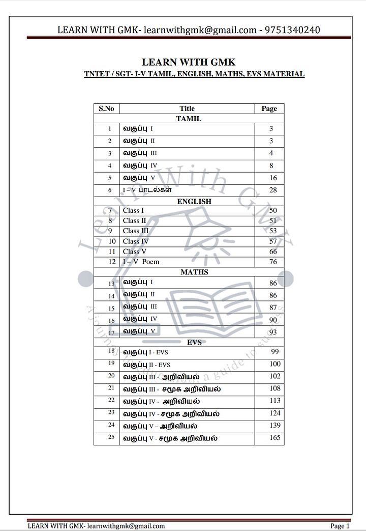 TNTET / SGT 1-5 Full material (Eng, Tam, Mat, EVS) product image (2)