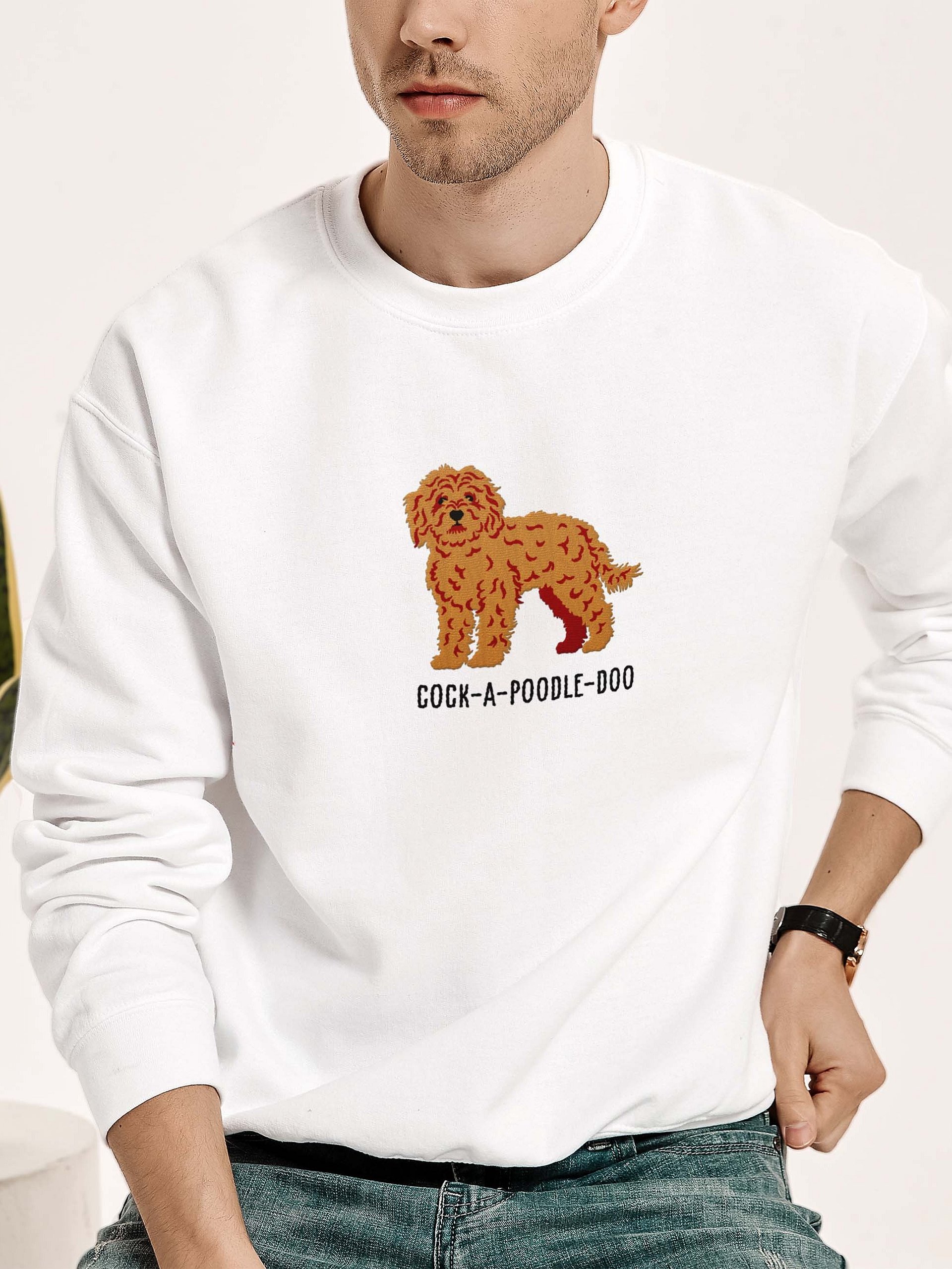Cock-A-Poodle-Doo Sweatshirt (Embroidered) of a Cockapoo(Tan) product image (2)