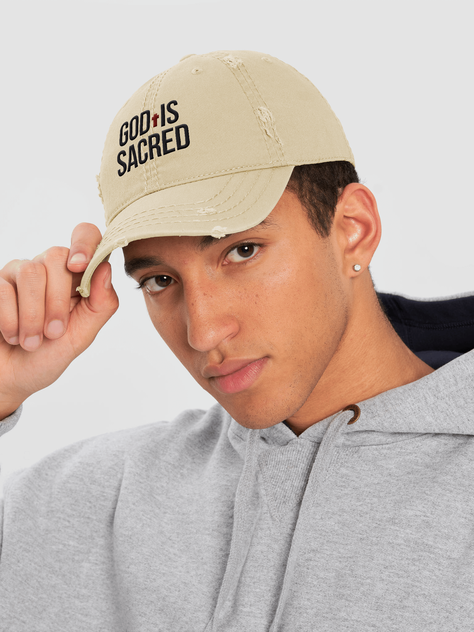 God Is Sacred - Distressed Dad Hat (Light) product image (5)