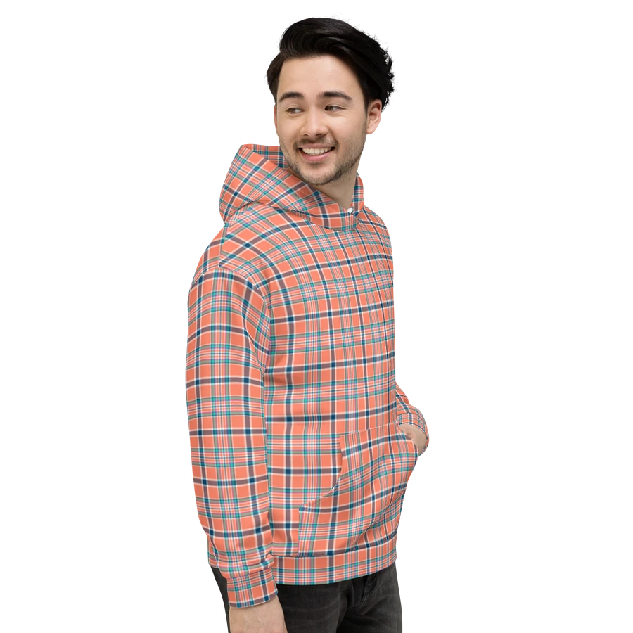 Orange Coral and Blue Plaid Hoodie product image (5)