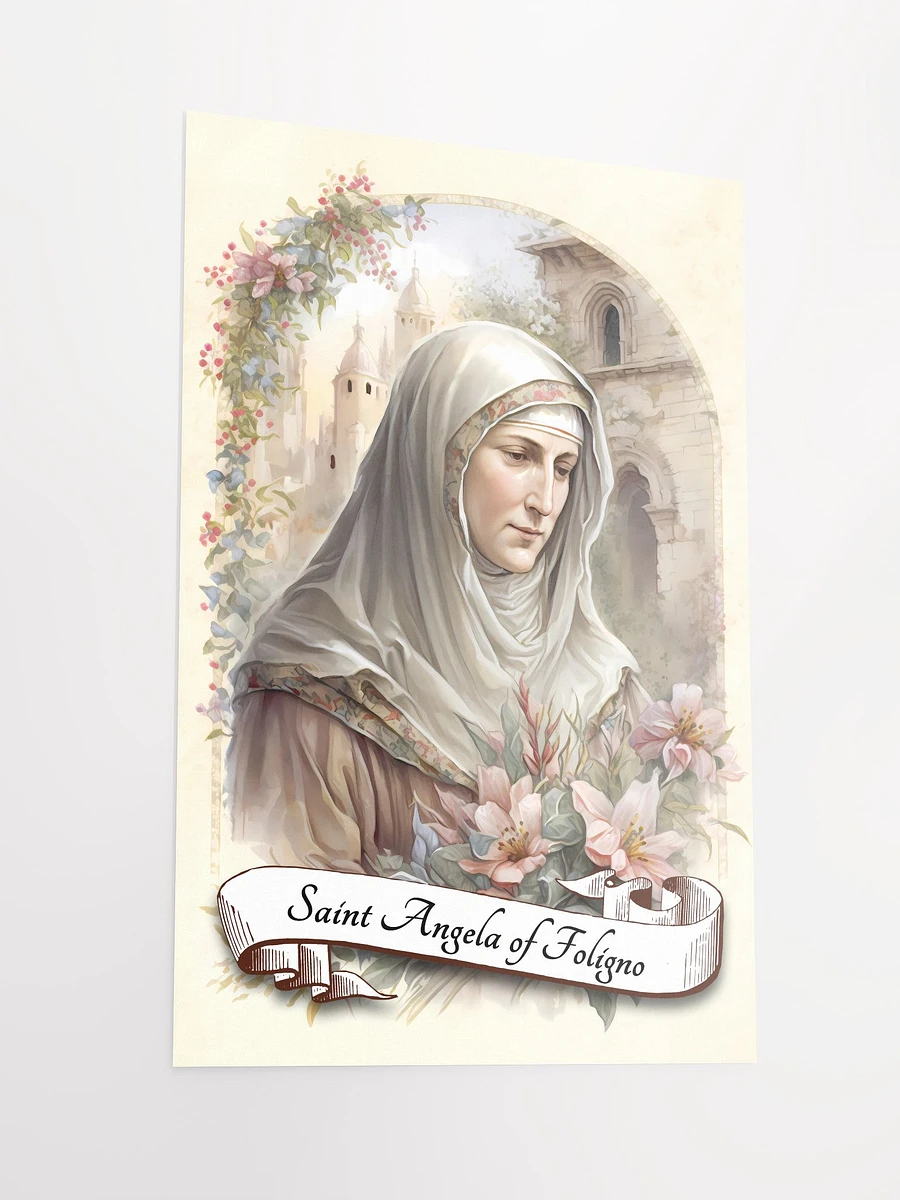 Saint Angela of Foligno Patron Saint of Widows, Against Sexual Temptations, Those Seeking Spiritual Conversion and Growth and Repentance Matte Poster product image (4)