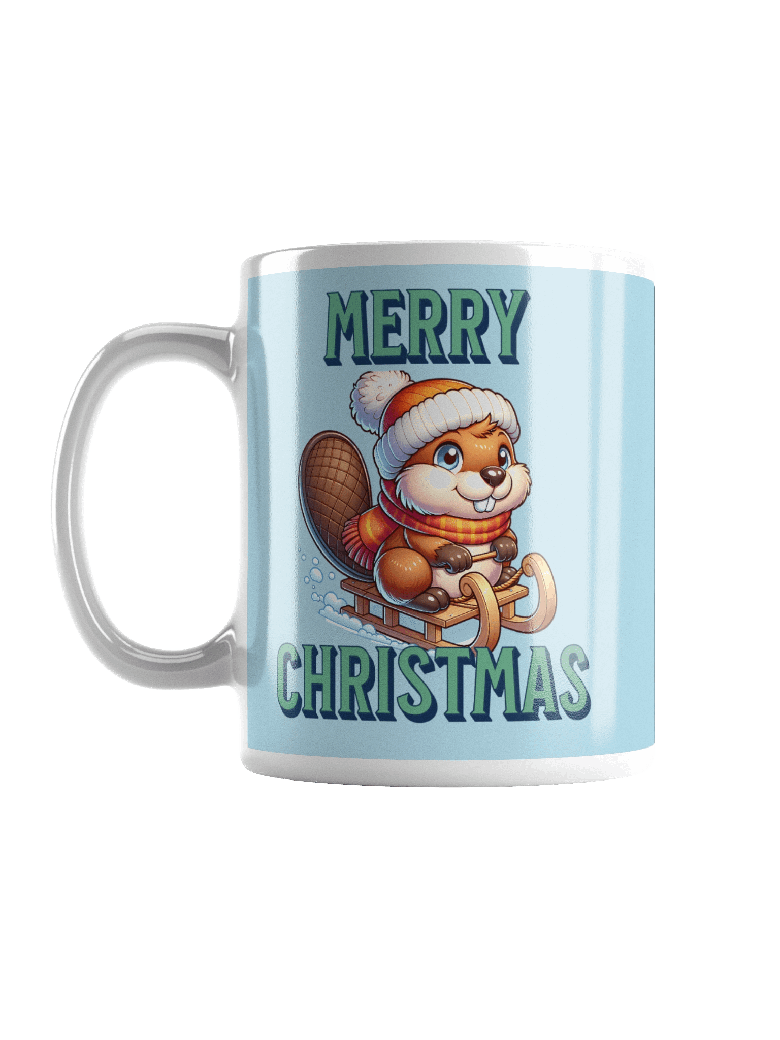 Merry Beaver Winter Sledding Mug product image (1)