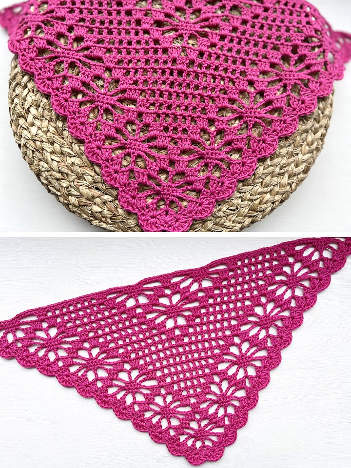 Crochet Pattern: Floral Diamond Mesh Bandana V9 product image (2)