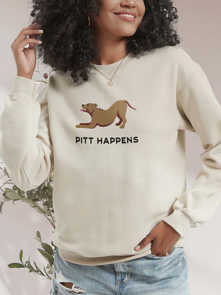 Pitt Happens Sweatshirt (Embroidered) of a Pitbull Terrier(Red) product image (2)