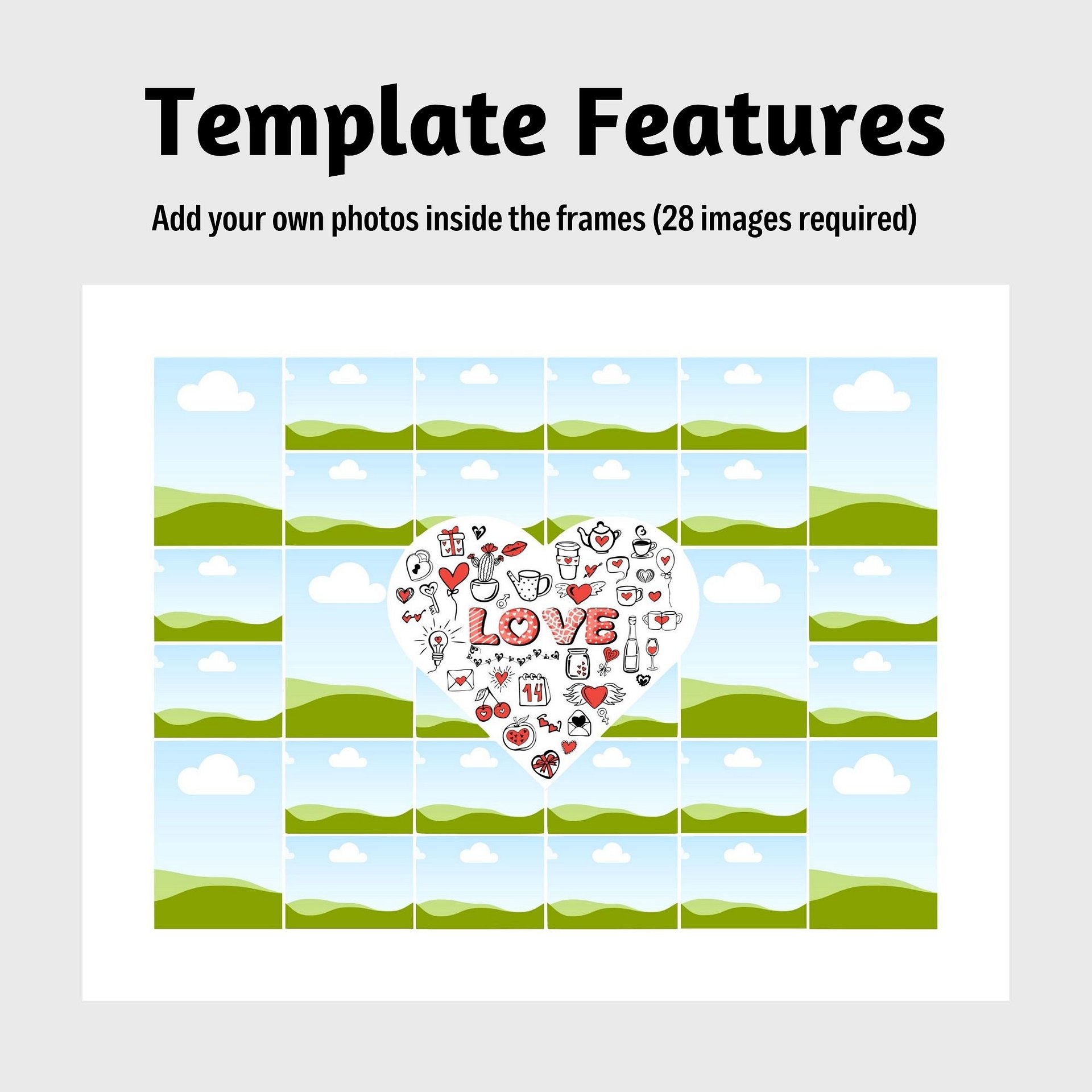 Love Heart In Centre Photo Collage Canva Template product image (4)