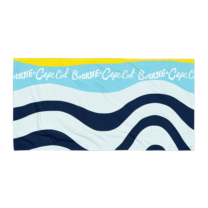 BOURNE to Cape Cod™ | Coastal Classic Beach Towel | All-Over Horizontal Logo Print | Vibrant Colors for Salty Souls | White Logo on Mod Coastal Print product image (1)