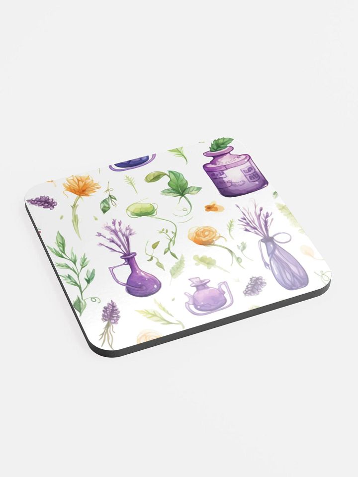 Glossed Cork Coaster 🟩 🟪 Fascinating Watercolor Pattern - Motif 3 product image (2)