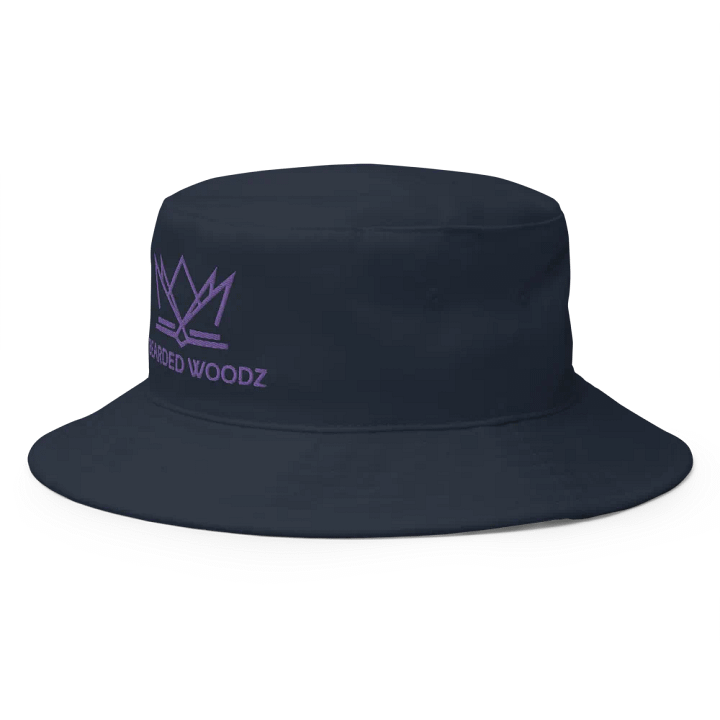 Bearded Woodz Navy Bucket Hat (Purple Embroidery) product image (2)