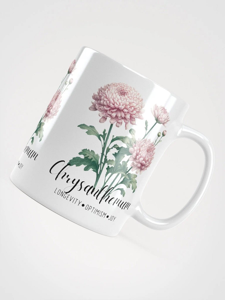 Chrysanthemum Ceramic White Mug: Longevity, Optimism, Joy November Birth Month Flower product image (6)