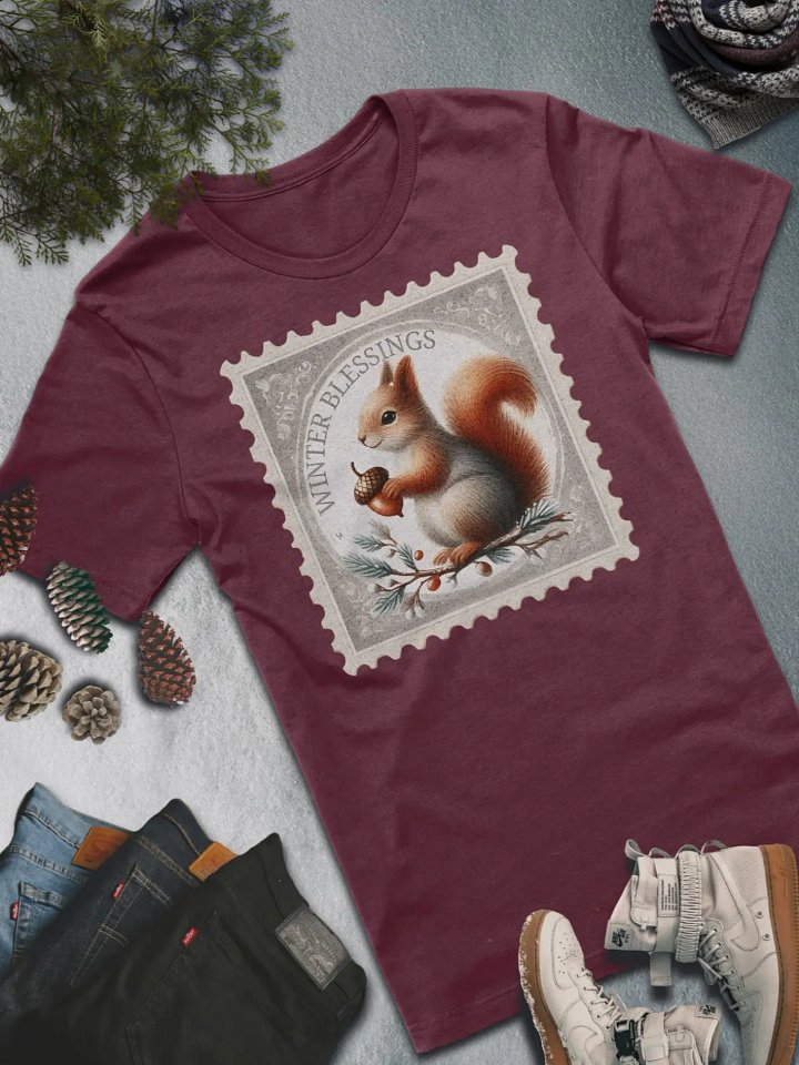 Winter Blessings Squirrel T-Shirt – Cute and Festive product image (4)