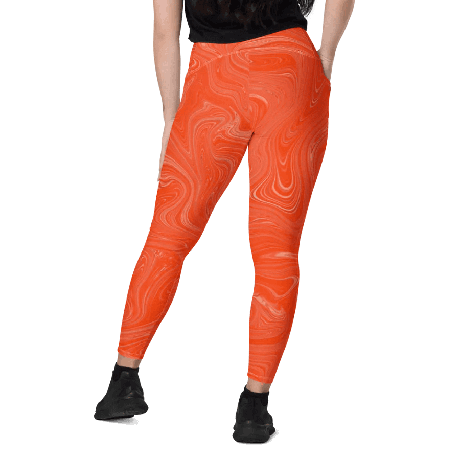 Leggings with Pockets - Orange Brown Fluid Swirls product image (12)