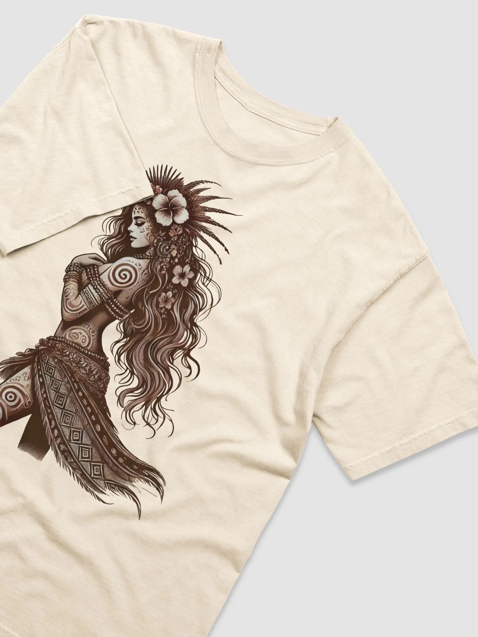 Polynesian Art Tribal T-Shirt, Island Goddess Design, Hawaiian Tropical Shirt, Beach Vacation Top, Ocean Graphic Tee product image (3)