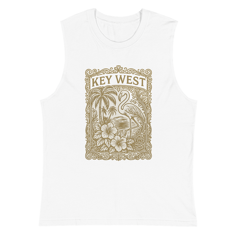 Key West Tropical Men's Tank Top with Flamingo and Hibiscus product image (2)