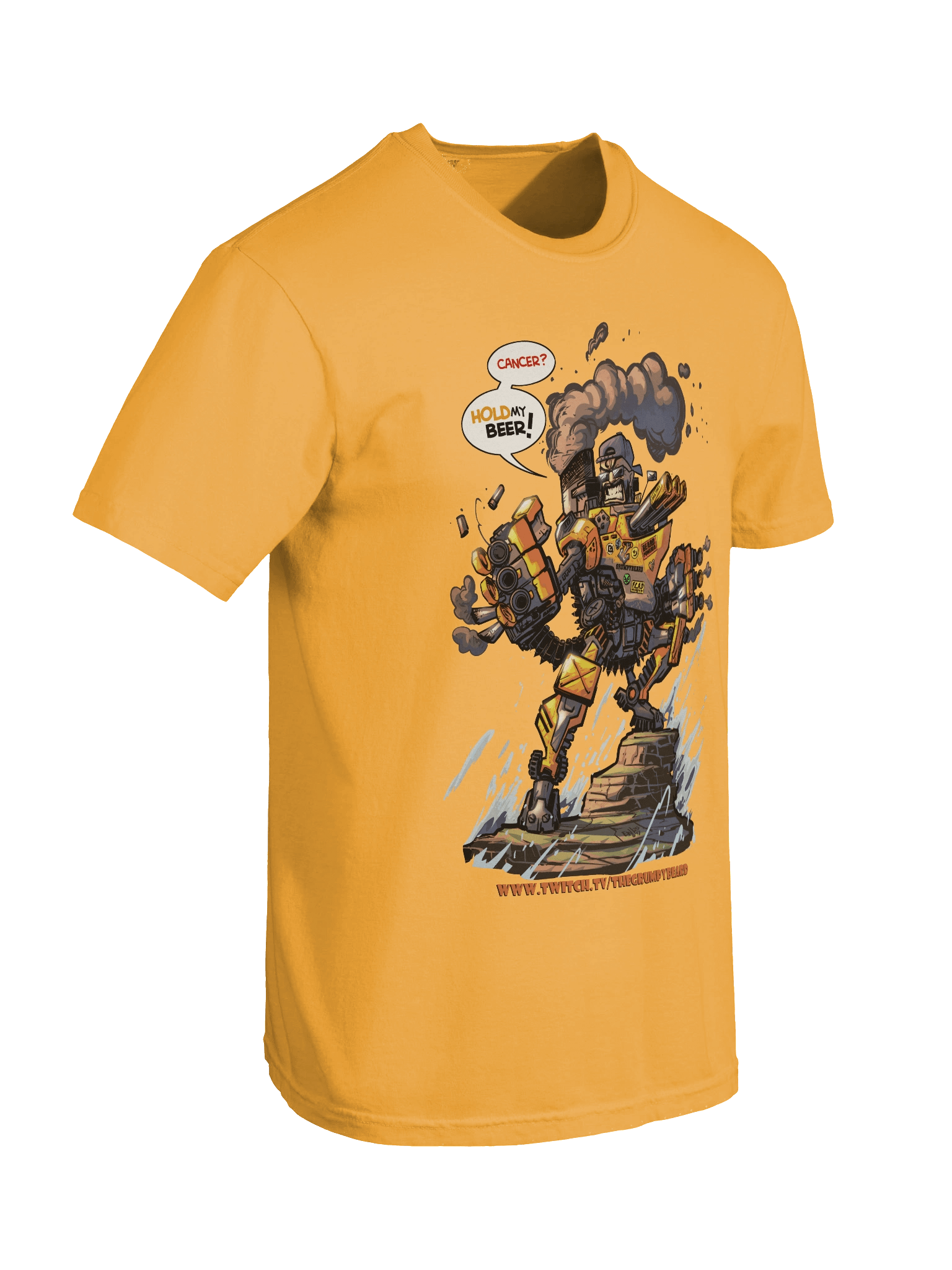 TGB - Battleship mech -PNG- "CANCER hold my BEER" T-Shirt -Relaxed fit product image (4)