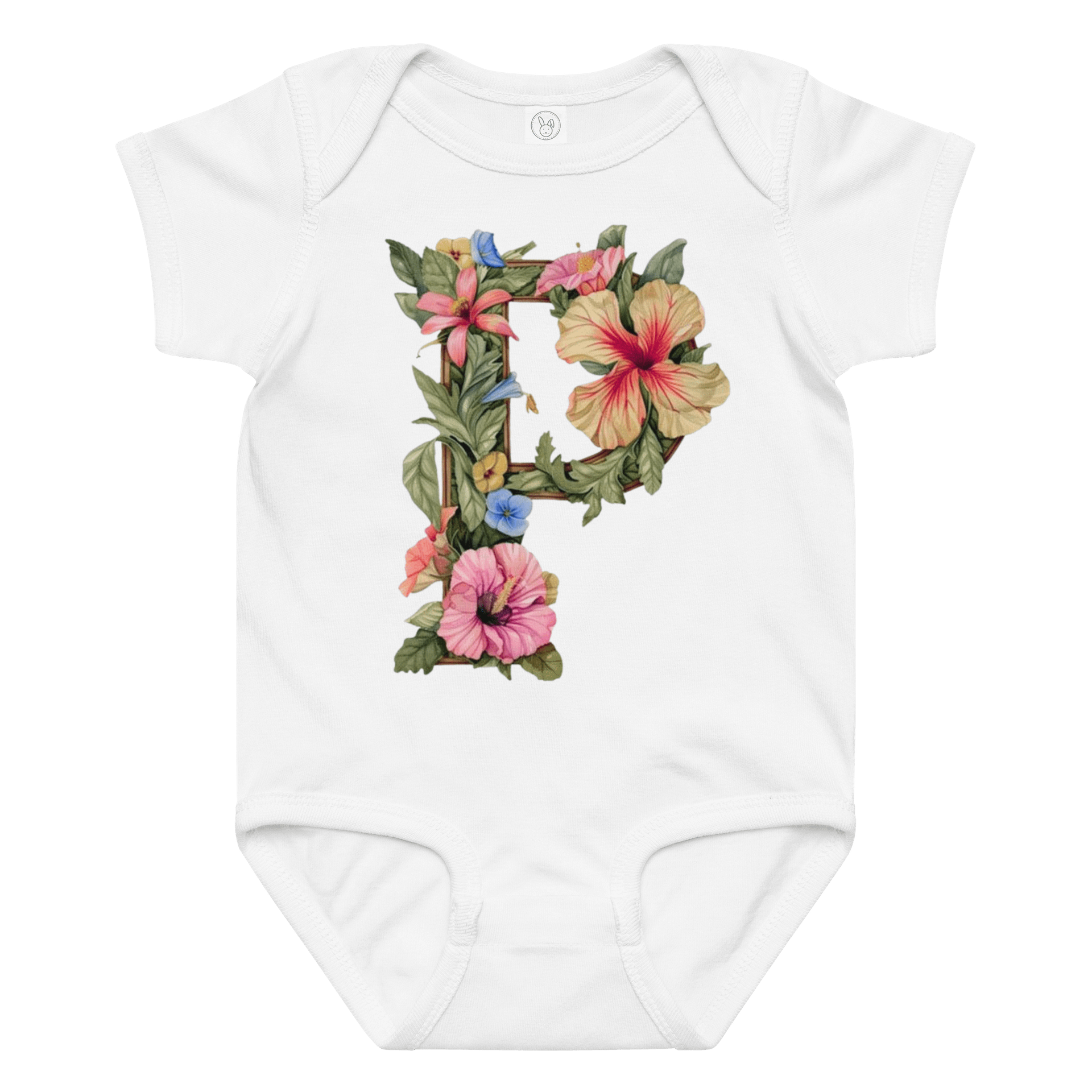 Floral Letter P Baby Bodysuit product image (1)