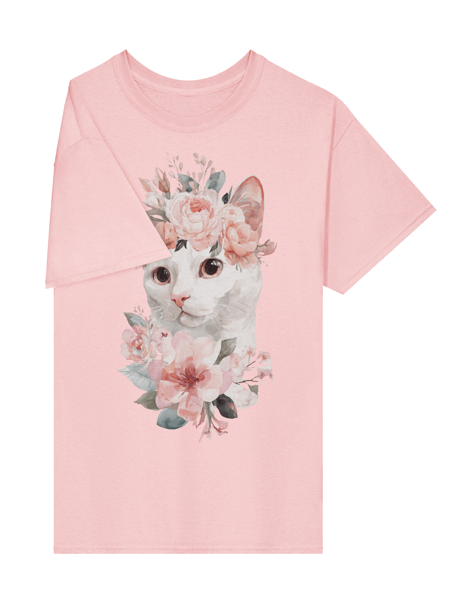 "Blossom Feline" T-Shirt: Watercolor Cat with Floral Crown Tee product image (4)