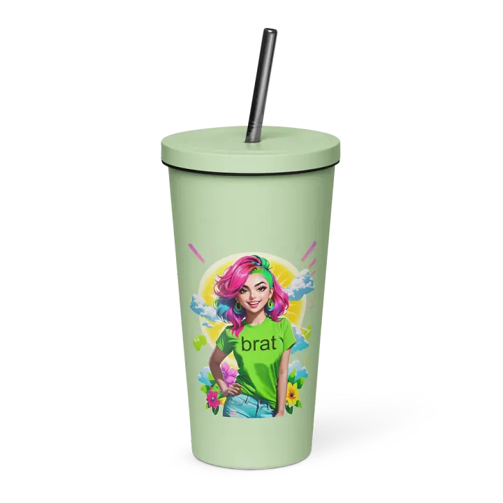 Brat 20 oz Tumbler Cup - Mint - Insulated Tumbler with a Straw v5 product image (1)