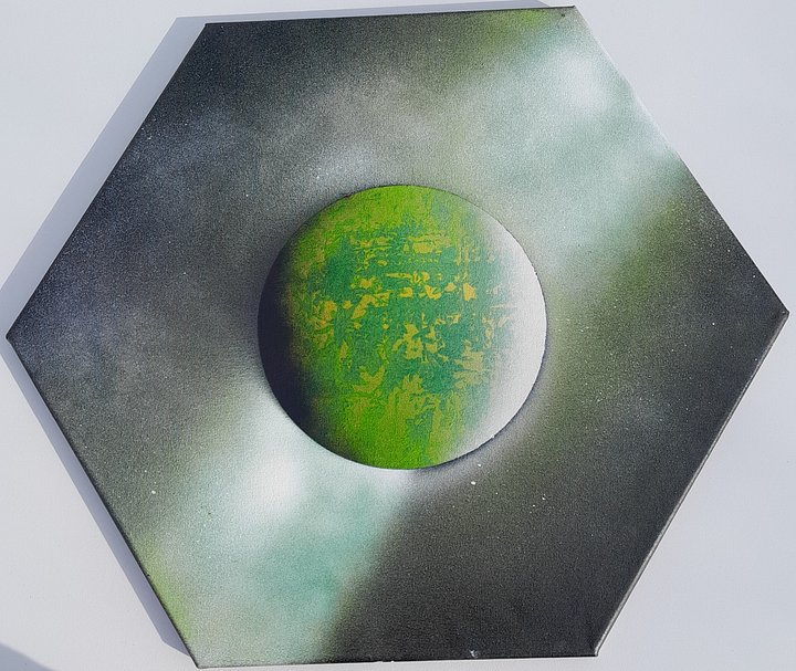 Green & Yellow Planet & Galaxy product image (1)