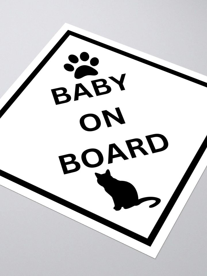 Cat Baby on Board Sticker - Black on White product image (2)