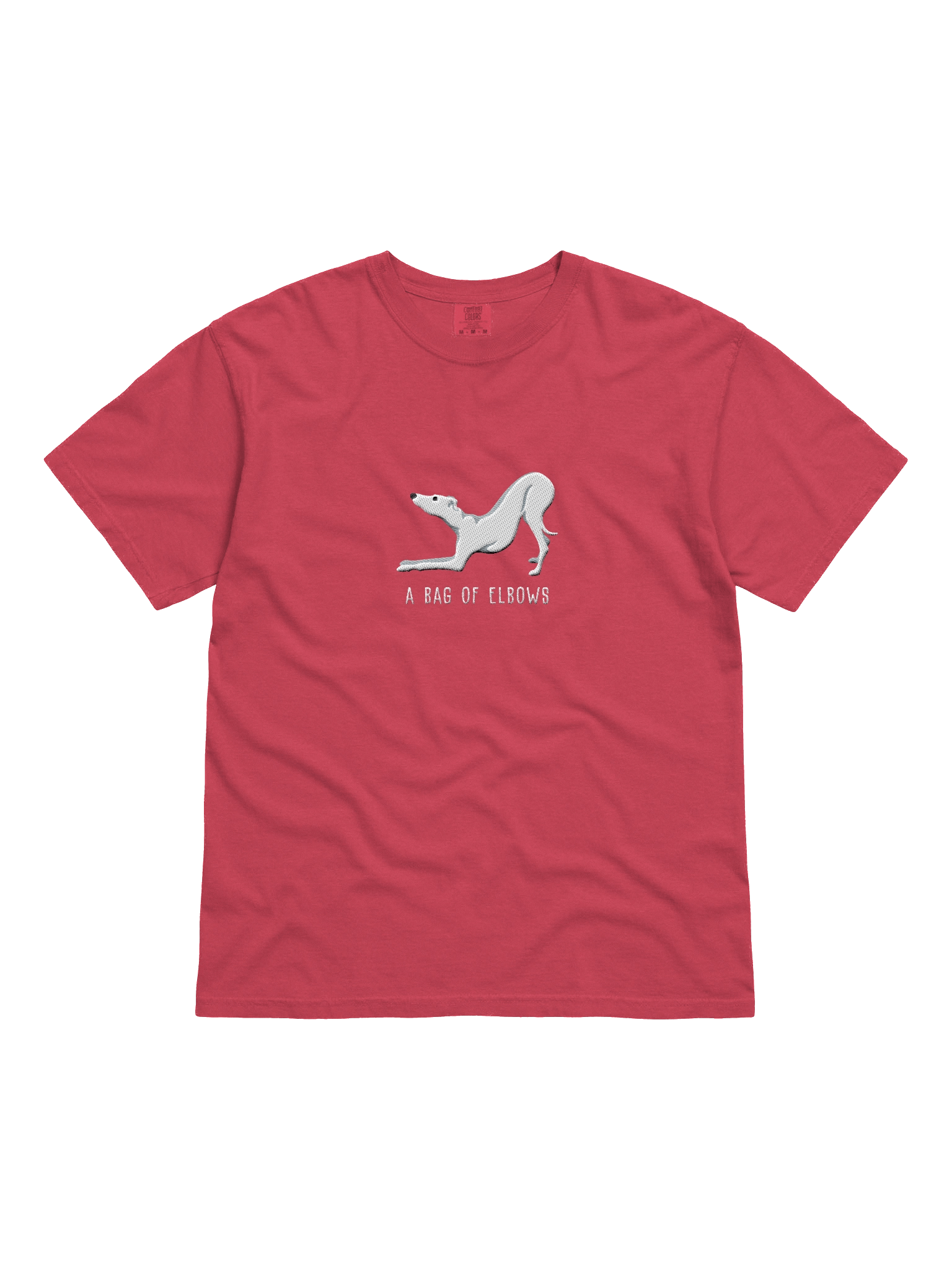A Bag of Elbows T-Shirt(Embroidered) of an Italian Greyhound(White) product image (41)
