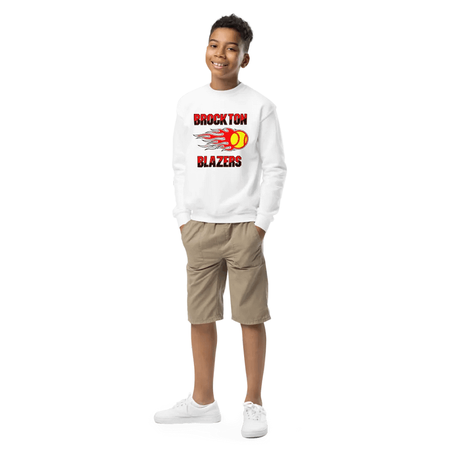 Youth Brockton Blazers Logo Crew Neck Sweatshirt - White product image (1)