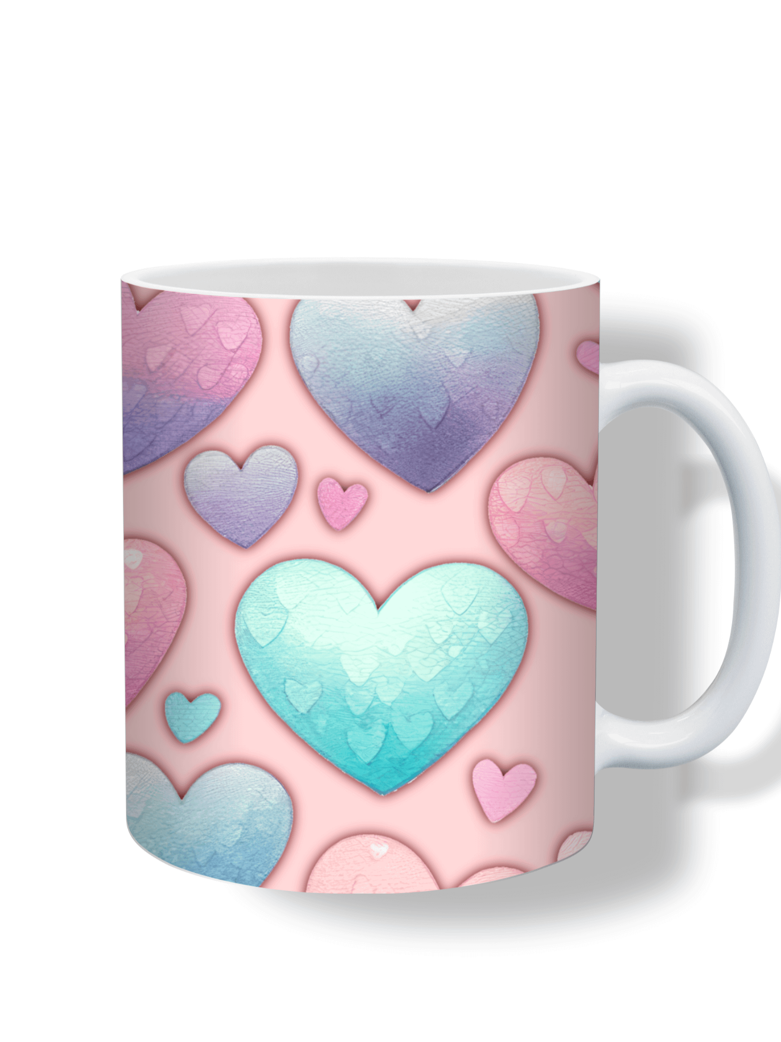 (Pink) Colorful Hearts 11oz Coffee Mug – Cute and Romantic Love-Themed Ceramic Cup – Perfect for Valentine's Day, Anniversaries, or Daily Use product image (1)