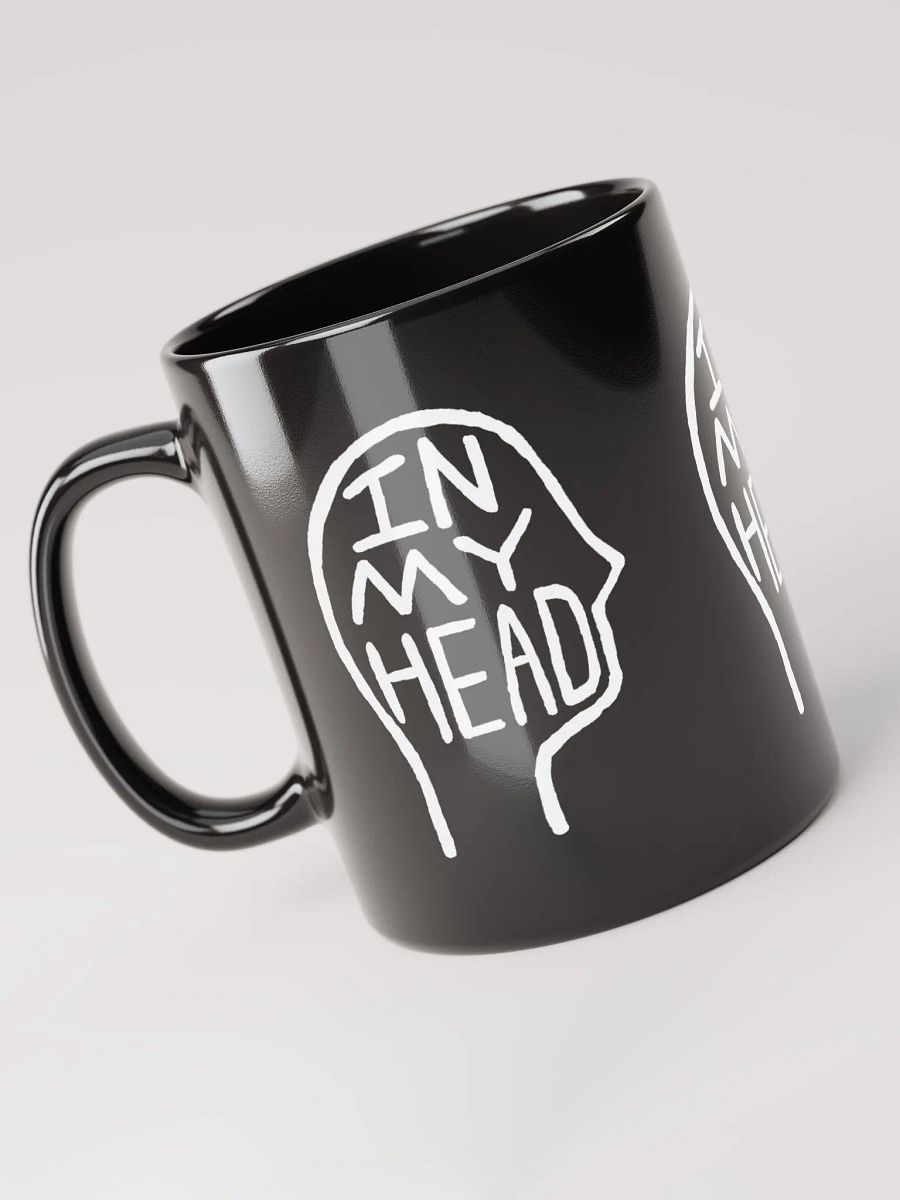 In My Head (white design) black coffee mug product image (4)