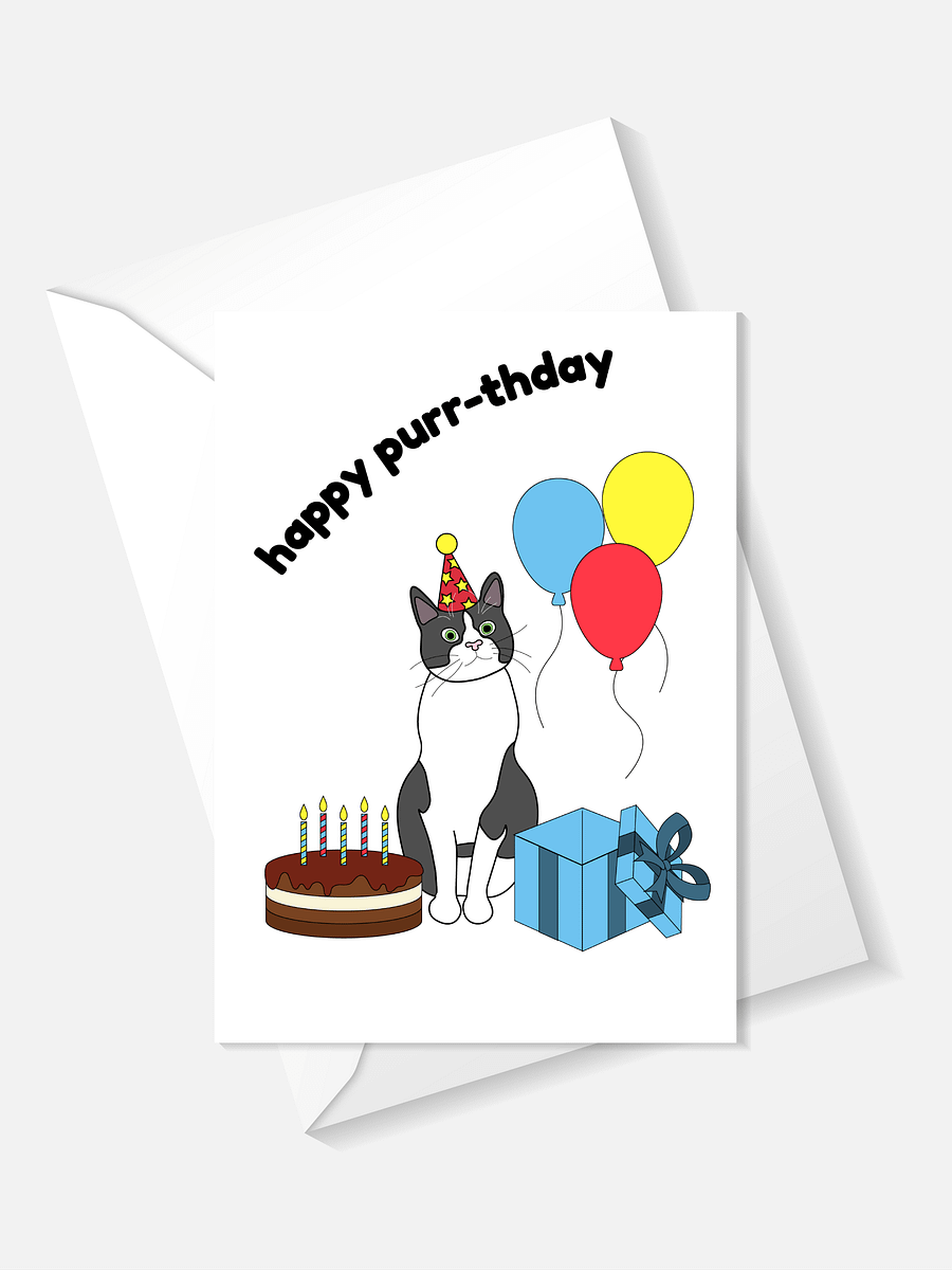 "Happy Purr-thday" digital download greeting card product image (1)