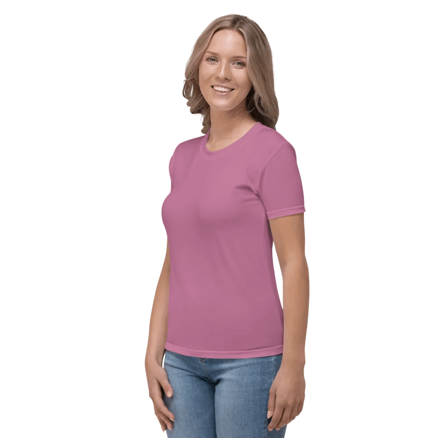 Plain Medium Dark Carnation Pink True Summer Women's Crewneck Polyester Heavyweight Premium T-Shirt by Treasure Pie product image (4)