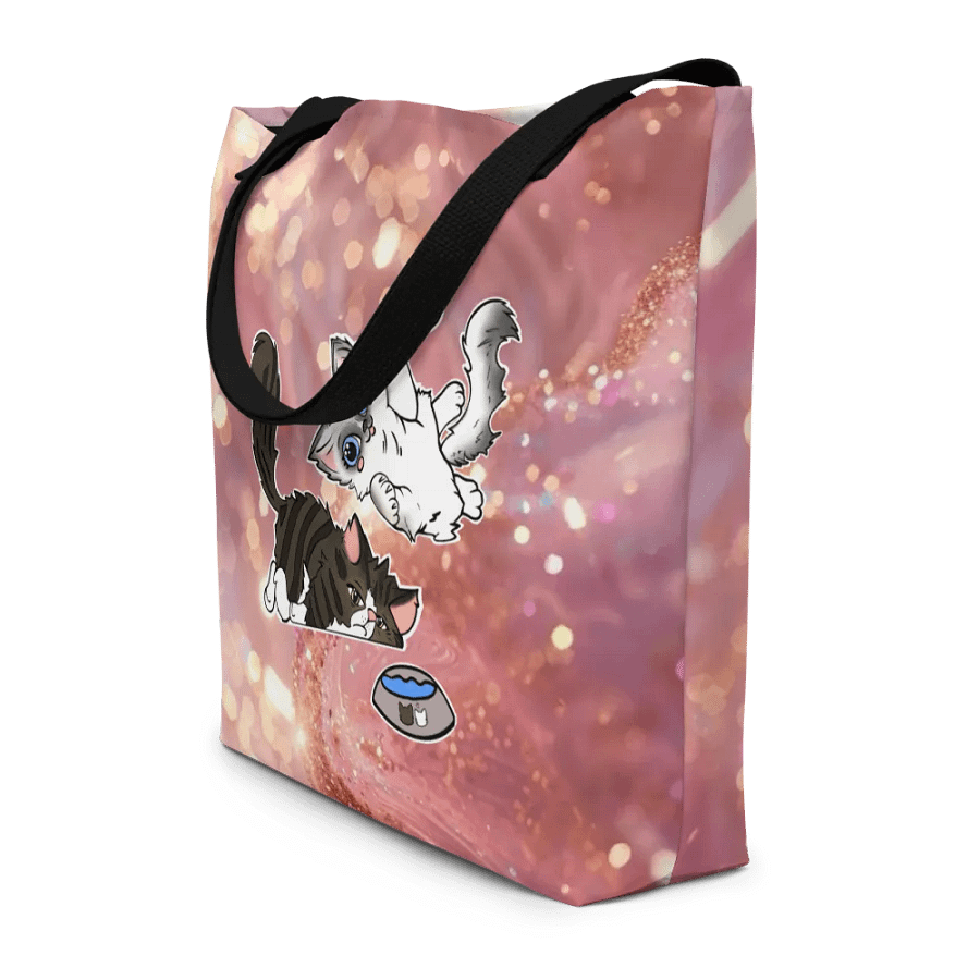 Pink Glitter All-Over Print Large Tote Bag w/ Pocket : Luigi & Ariel Logo product image (8)