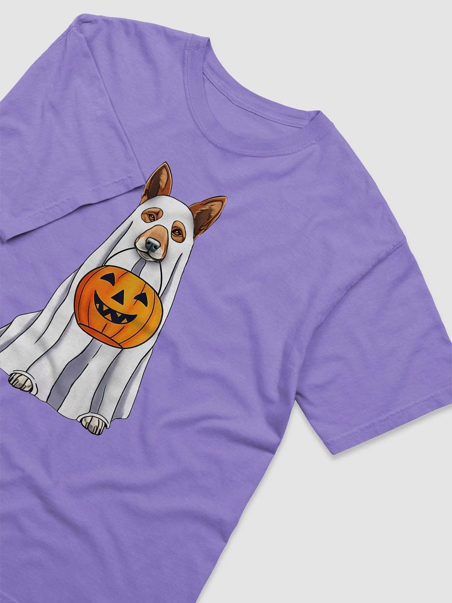 Australian Cattle Dog Halloween Tee | Funny Halloween Red Heeler Wearing a Ghost Costume with Pumpkin Basket product image (23)