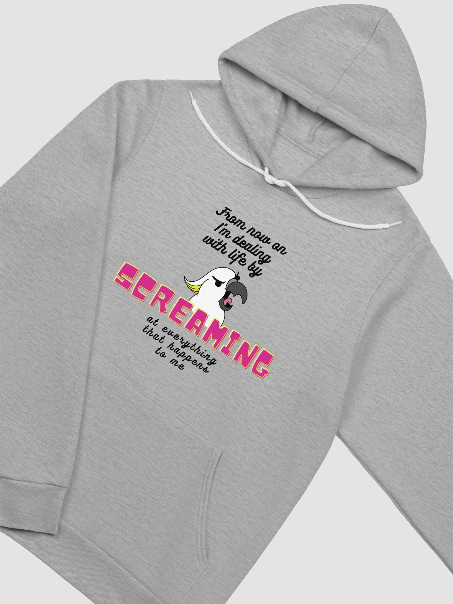 Screaming Cockatoo with Text Supersoft Hoodie Multicolor product image (12)