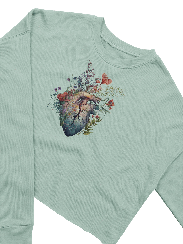 Wildflower Anatomy Heart Crop Pullover – Watercolor Floral product image (2)