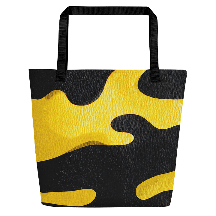 Large Tote Bag w/Pocket black and yellow camo product image (1)