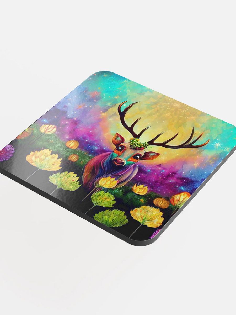 Cosmic Antler Deer Glossed Cork Coaster product image (4)
